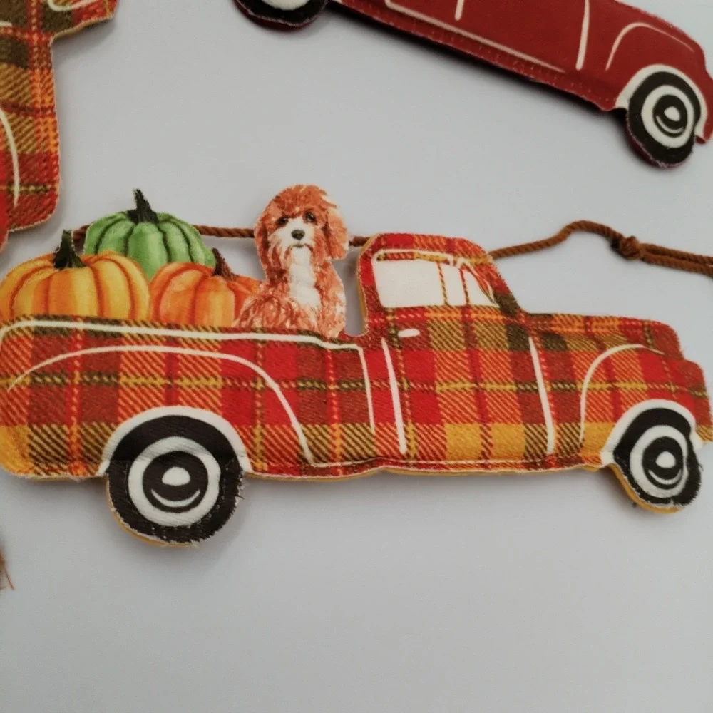Ashland 6ft Fall Truck Garland Red Plaid Pumpkin Dog Golden Retriever Farmhouse‎